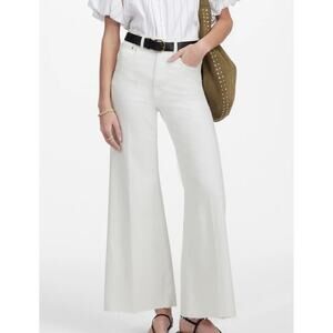 Madewell Flared Wide-Leg Crop Jeans WMNS 23 White High Rise Cropped NU005 Cotton